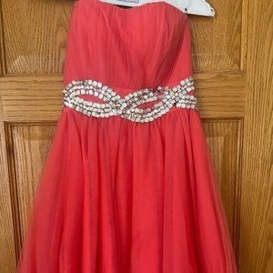 Pink Beaded Homecoming Dress